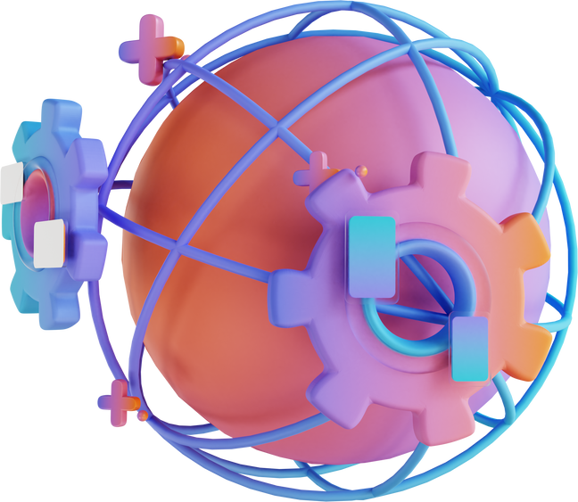 3D illustration global and gear web development